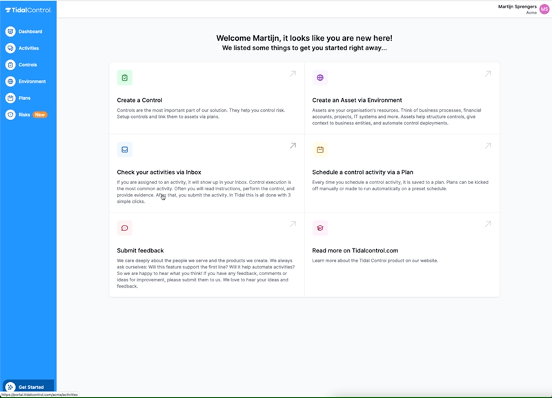 Risk management module in Tidal Control
