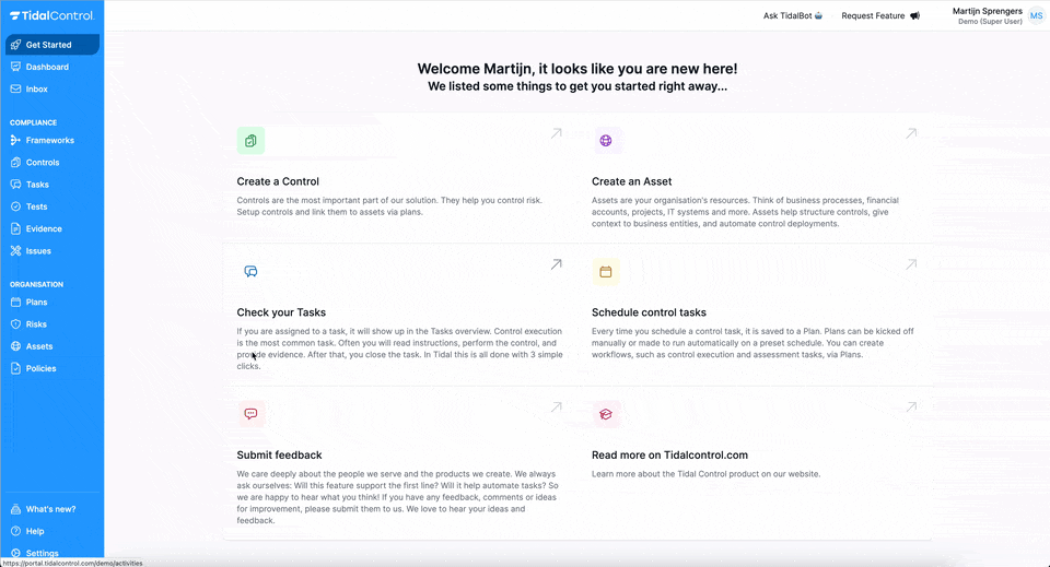 Policy URL linking interface