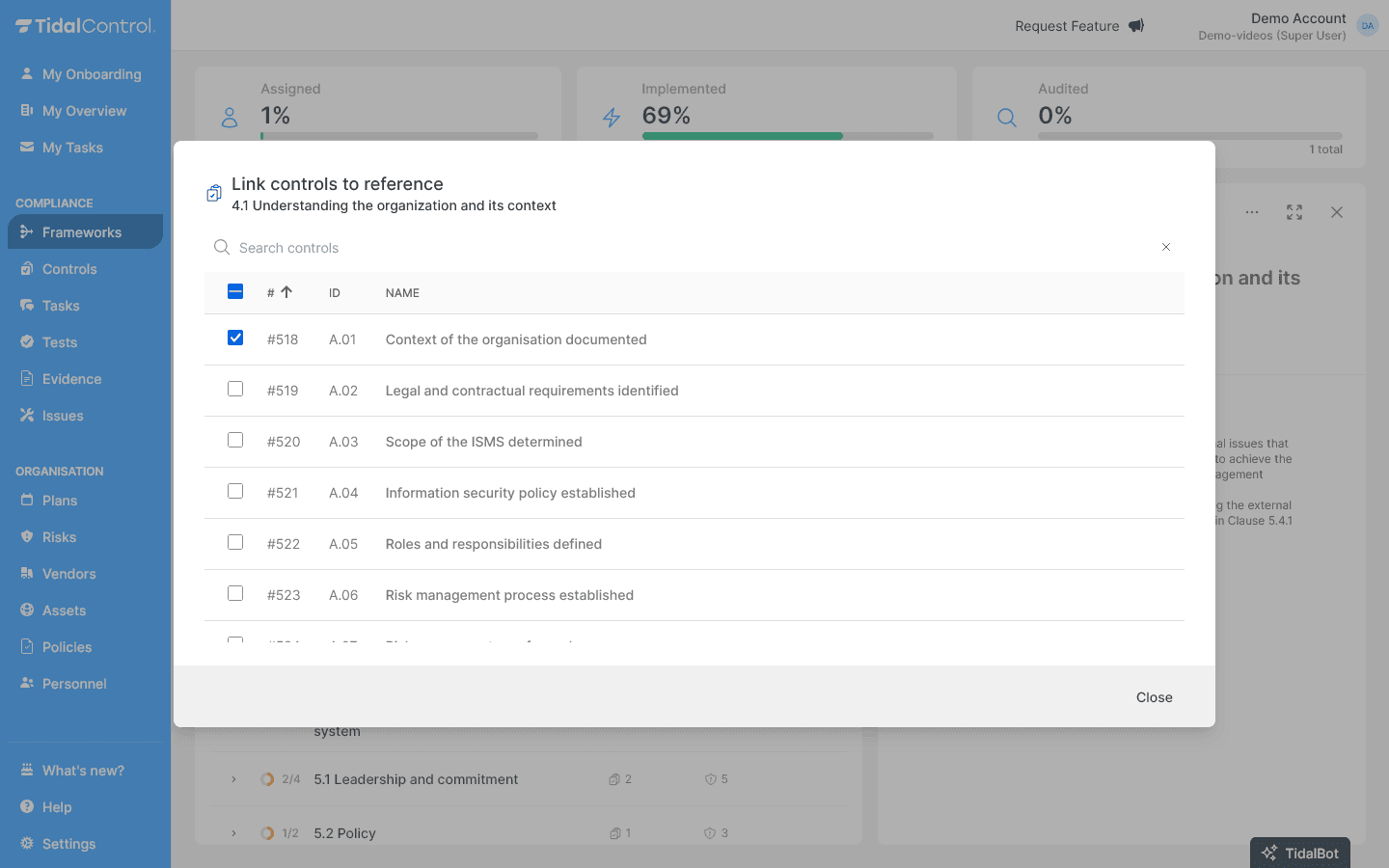 Link control to framework
