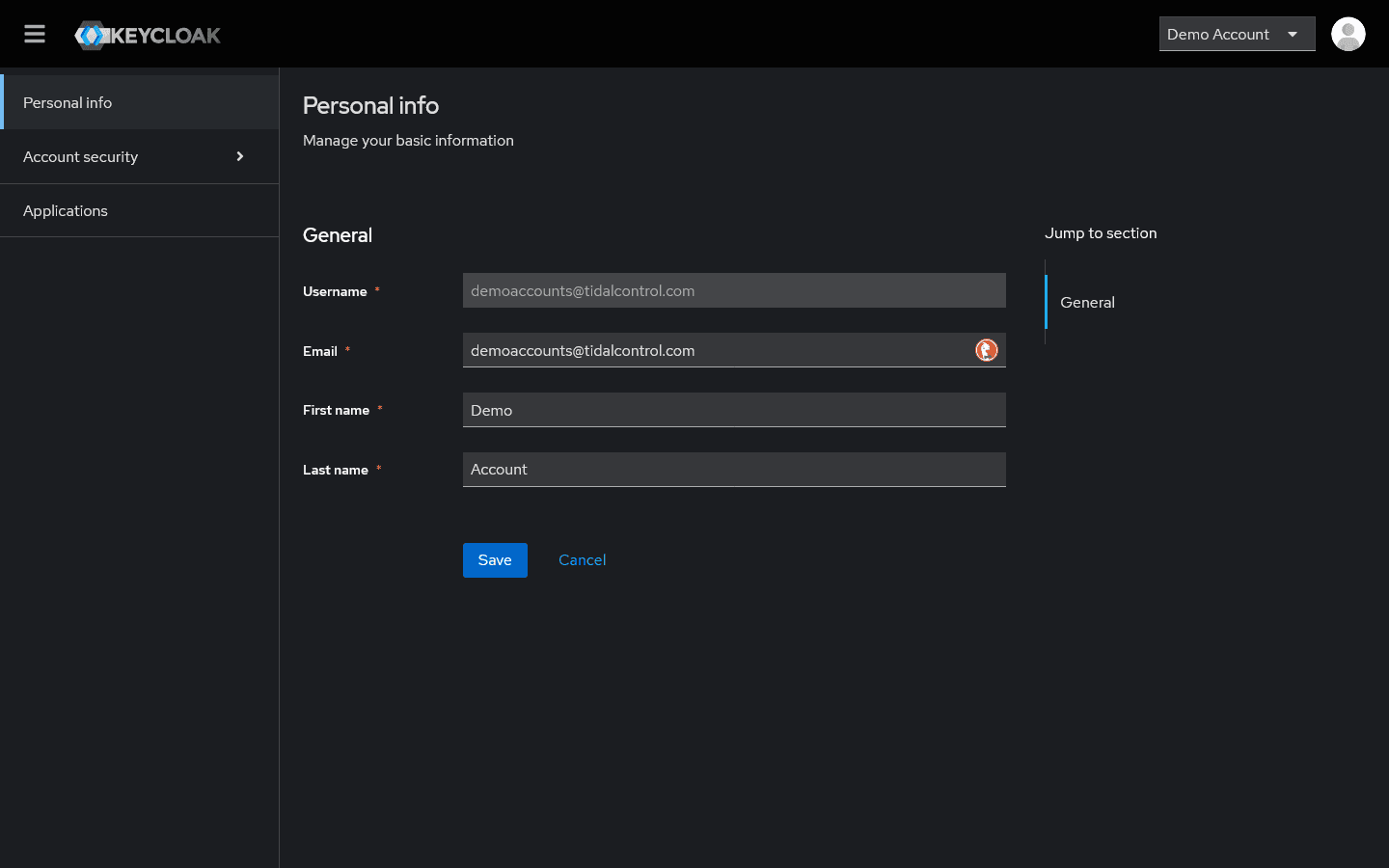 Keycloak personal information