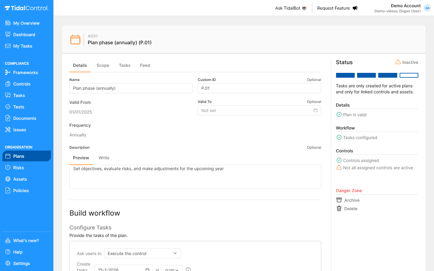 Plan workflow configuration